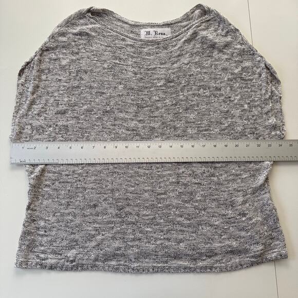 M. Rena Knit Sweater Gray Marled Textured Dolman Short Sleeves USA Made Size L - Picture 10 of 15